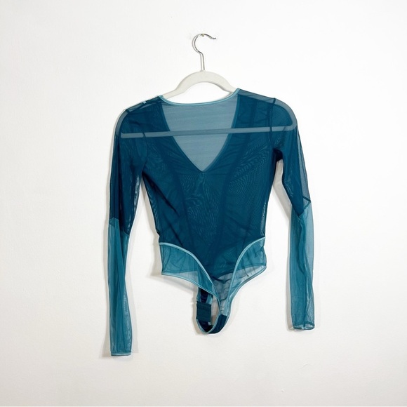 Marie Mur Teal Mesh Long Sleeve Bodysuit XS
